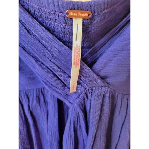 New sz L Large 8/10 free people blue be mine 2 piece crop top maxi slit skirt - Picture 6 of 7